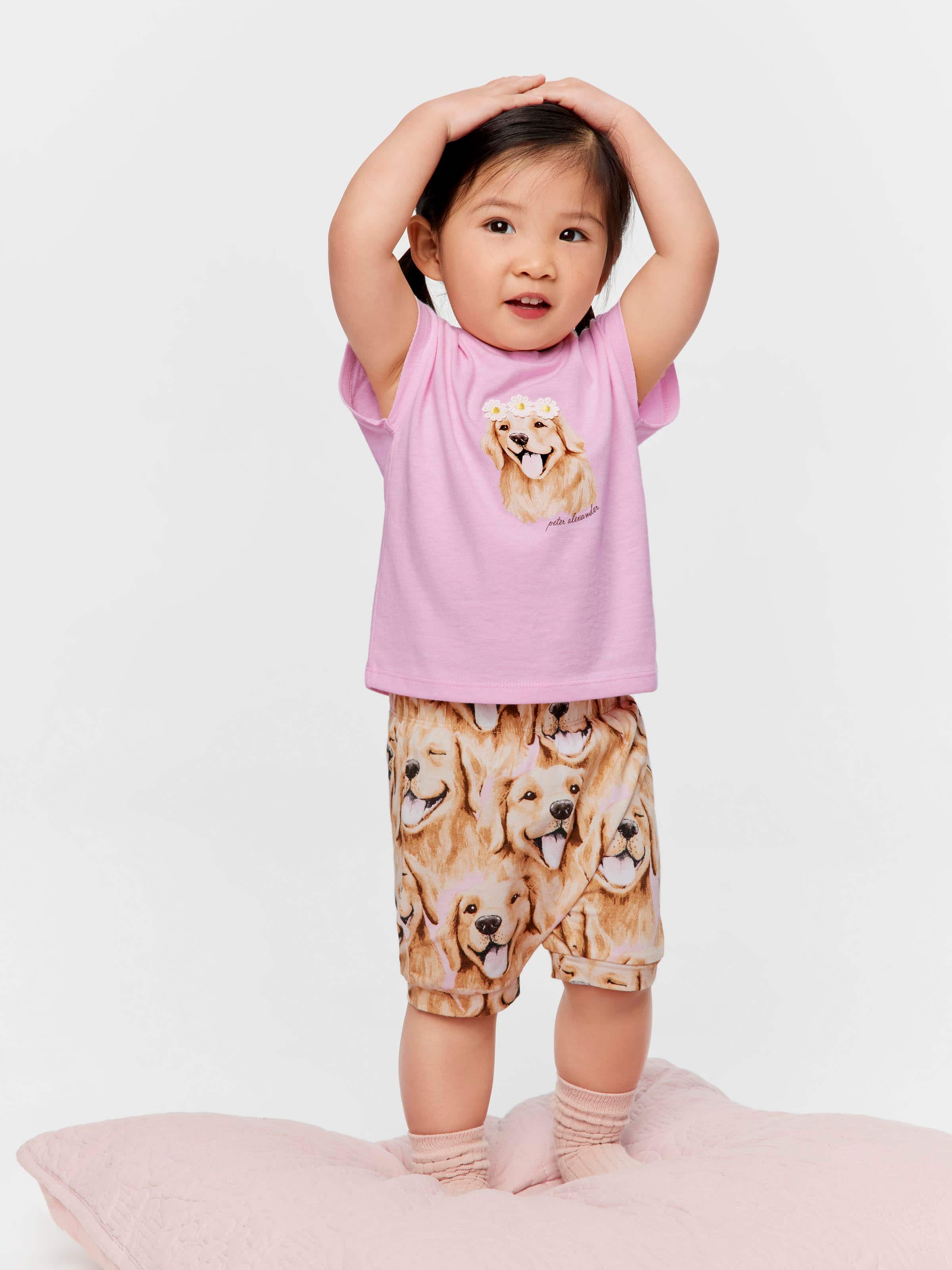 Baby Girl Golden Retriever Short Pj Set