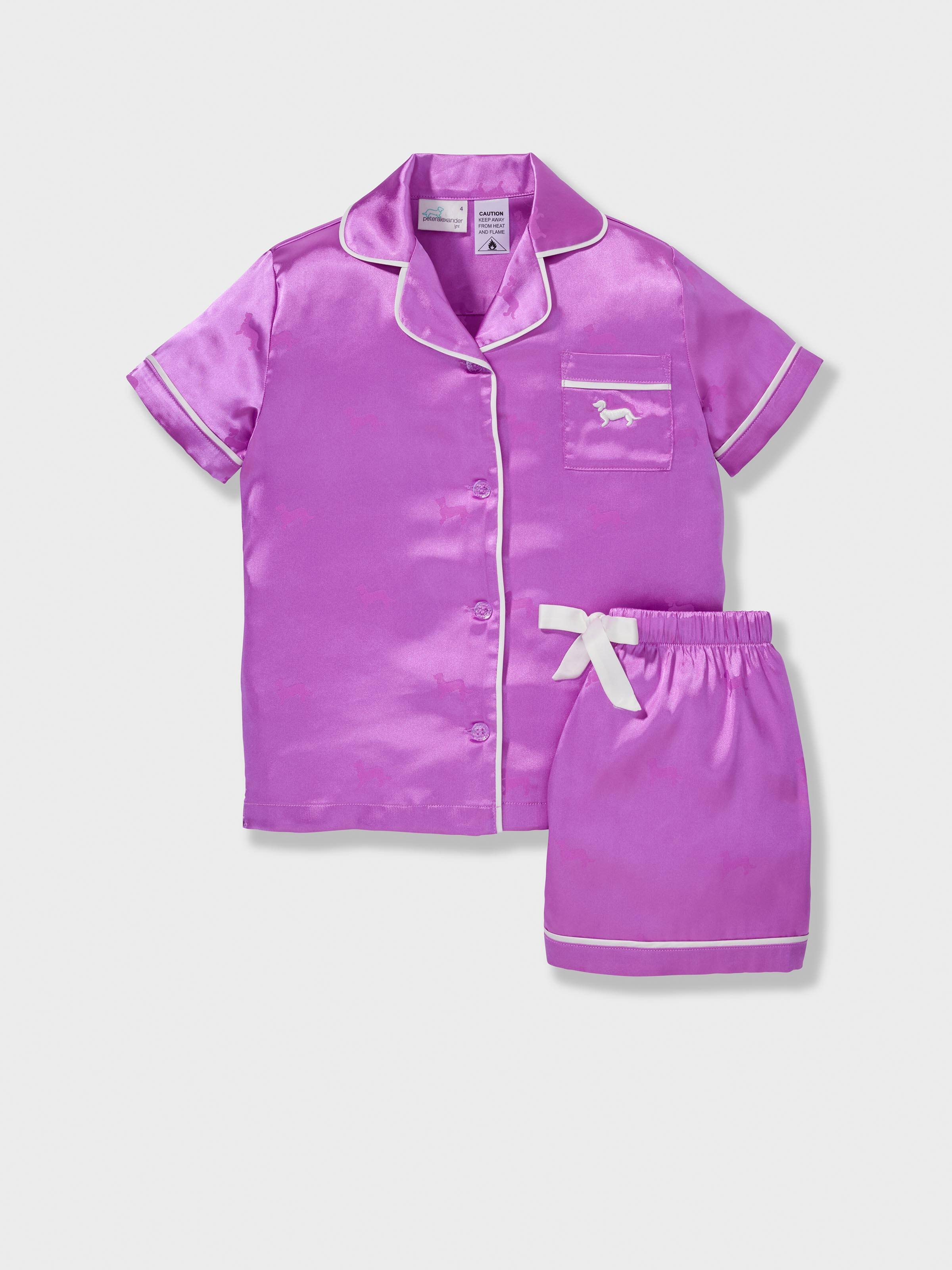 Jnr Girls Orchid Satin Classic Shortie Pj Set