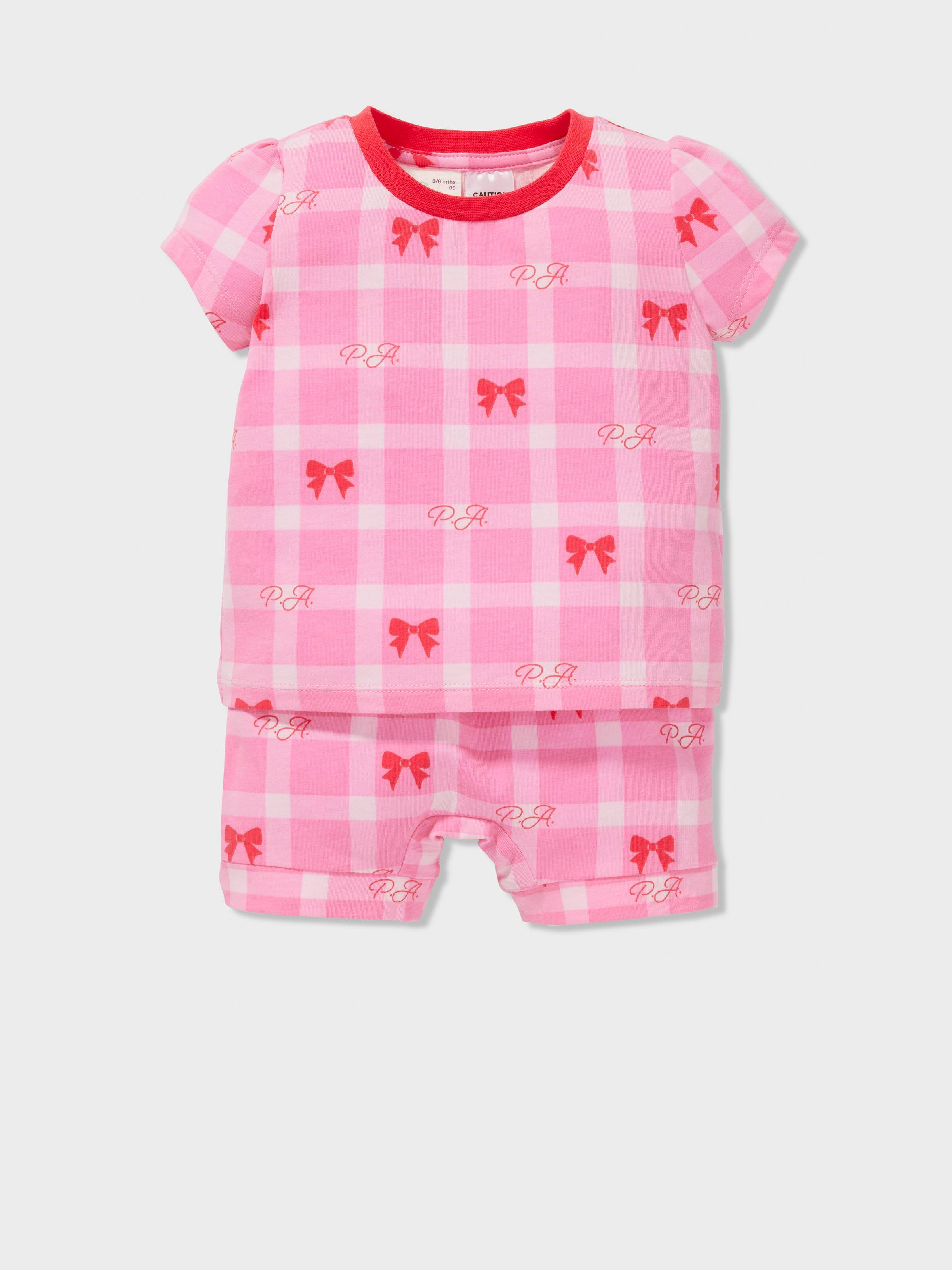 Baby Girl Gingham Ribbon Short Pj Set