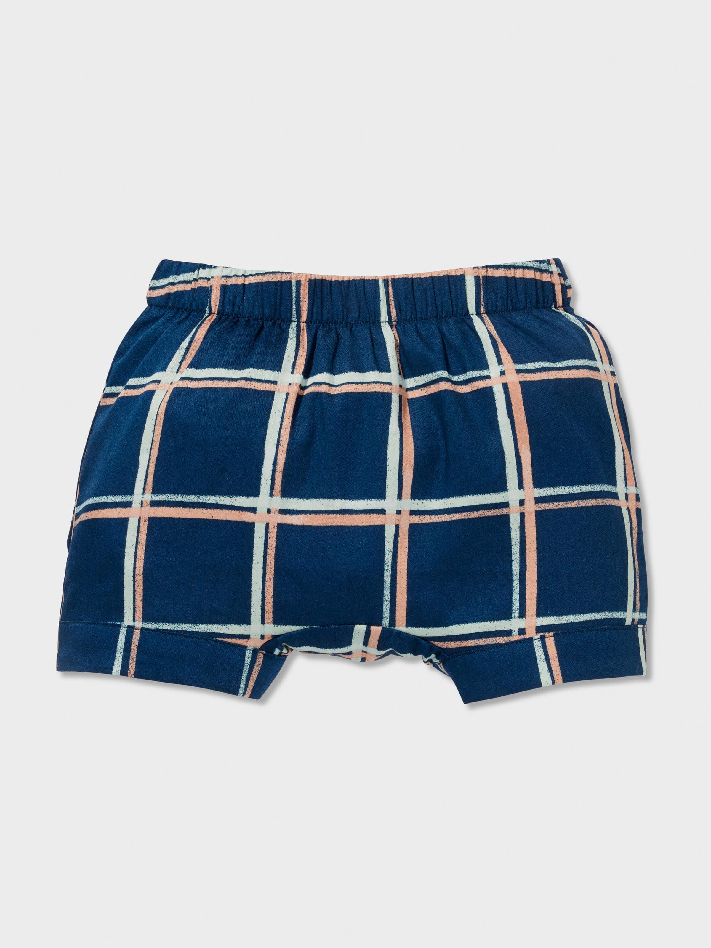 Baby Boy Navy Check 100% Cotton Short Pj Set