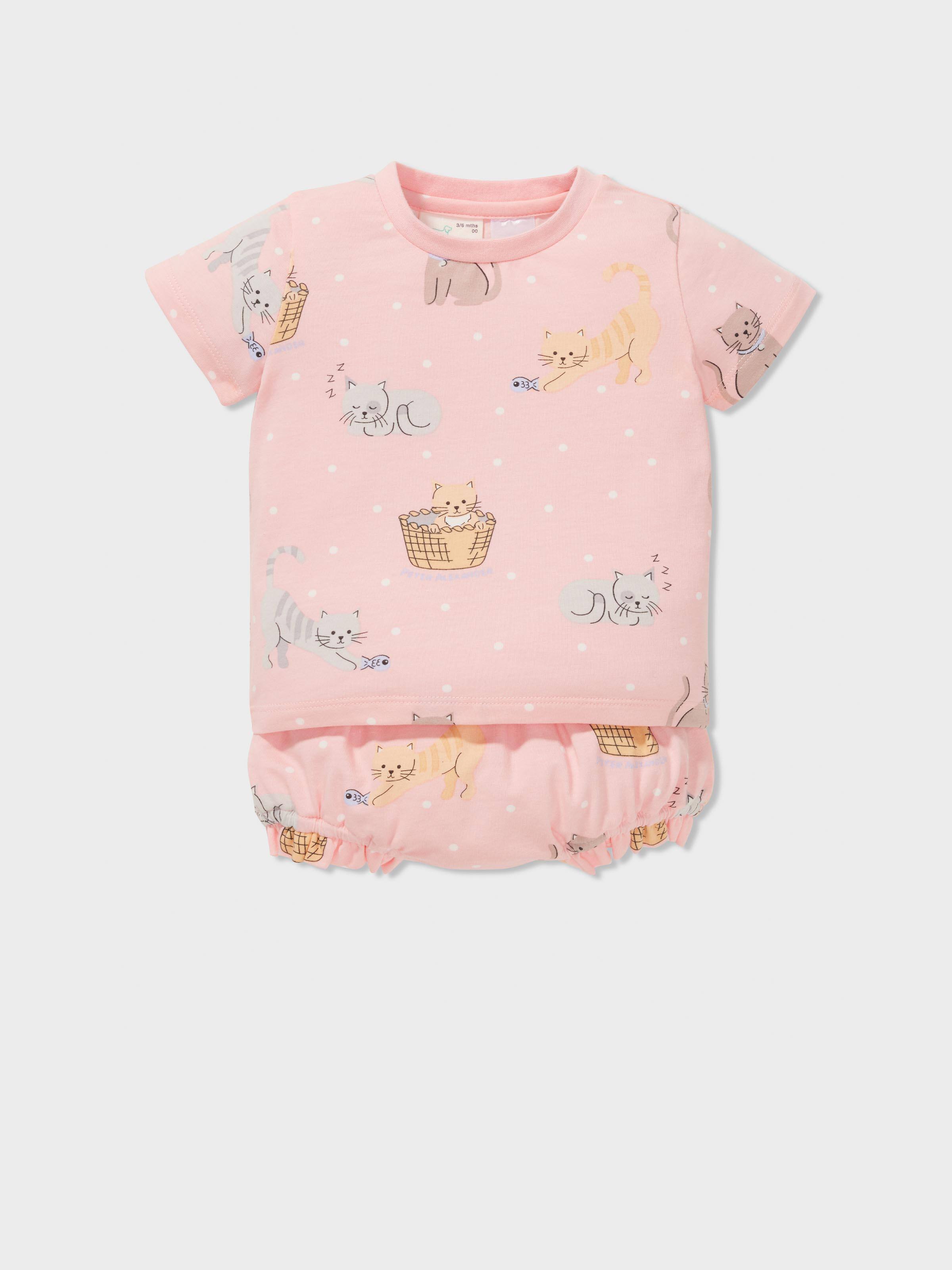 Baby Girl Cat Basket Short Pj Set