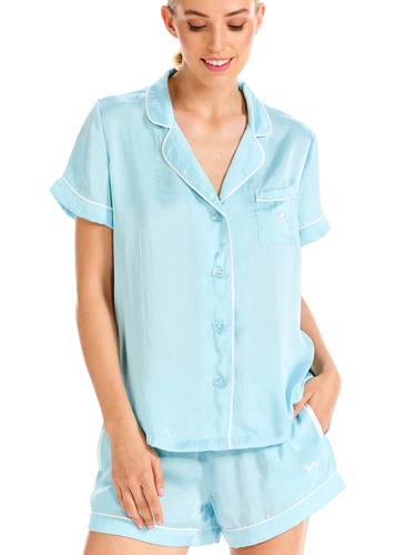 Poly Satin Short Sleeve Button Shirt