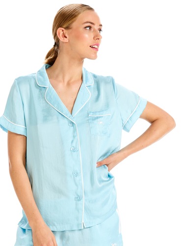 Poly Satin Short Sleeve Button Shirt