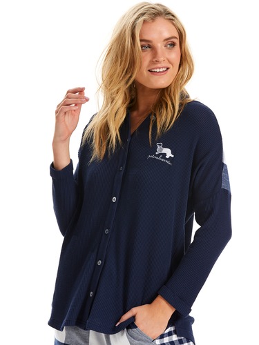 Navy Waffle Shirt