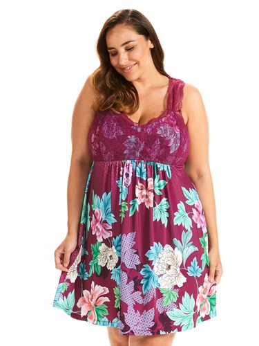 P.A. Plus Dark Lace Floral Slinky