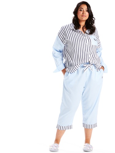 P.A. Plus Stripe Turn Up 3/4 Pj Pant