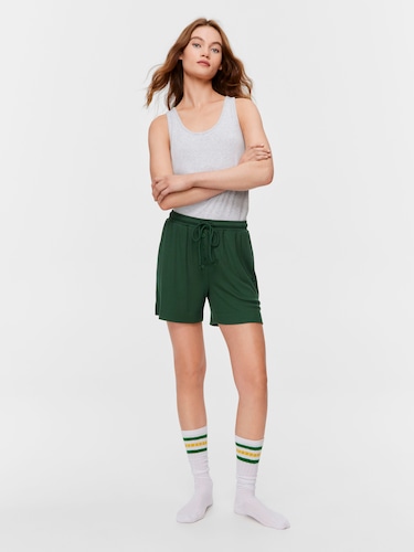 Olive Bamboo Rib Long Short                                                                                                     