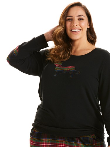 P.A. Plus Tartan Penny Applique Sweater