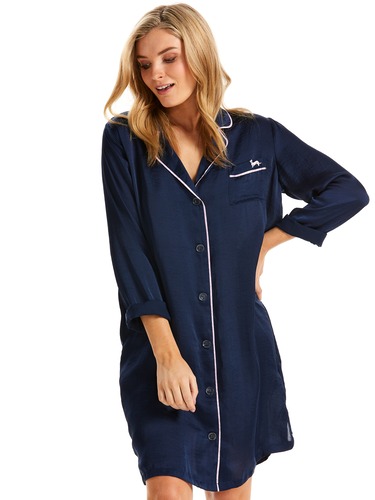 Navy Satin Nightshirt