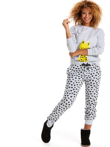 Black Hearts Easy Waffle Pj Pant