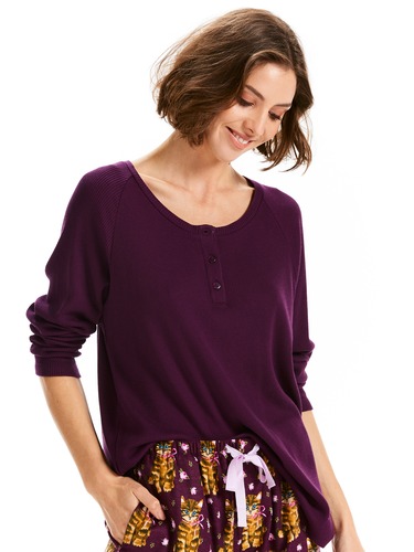 Plum Waffle Man Style Henley