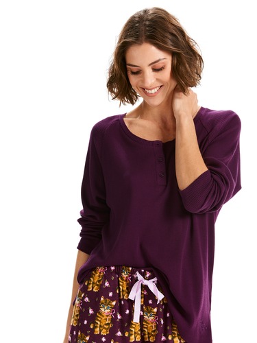 Plum Waffle Man Style Henley