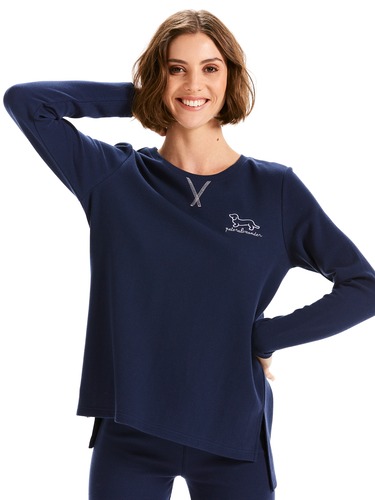 Navy Waffle Long Sleeve Top