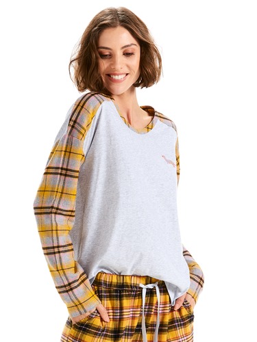 Tartan Sleeves Long Sleeve Top
