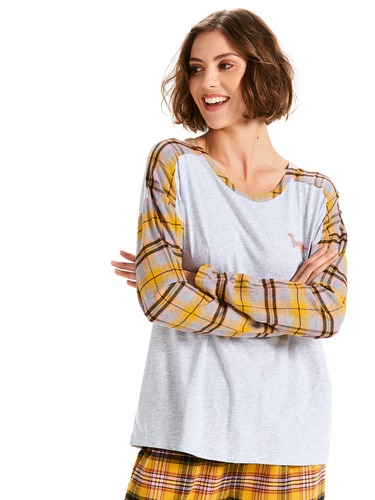 Tartan Sleeves Long Sleeve Top