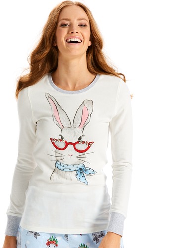 Mrs Bunny Fuzzy Thermal Pj Top