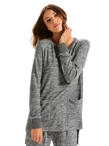 Charcoal Fuzzy Long Sleeve Top