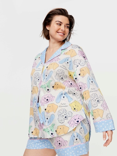 P.A. Plus Dogs Long Sleeve Shortie Pj Set                                                                                       