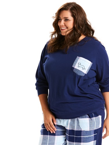 P.A. Plus Check Pocket Navy Sweater