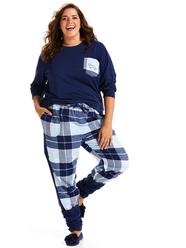 P.A. Plus Check Flannelette Legwarmer Pj Pant