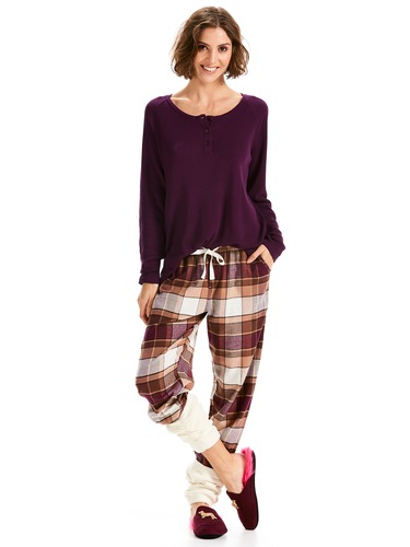 Chocolate Check Flannelette Legwarmer Pj Pant