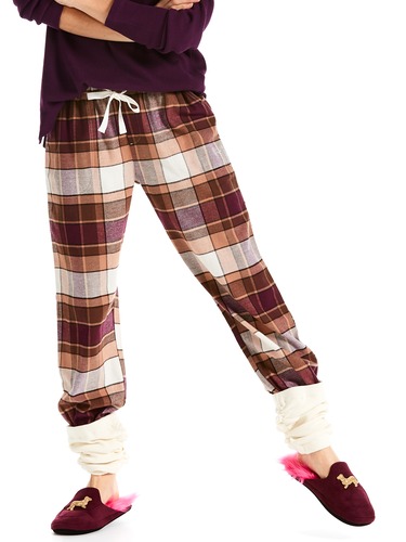 Chocolate Check Flannelette Legwarmer Pj Pant
