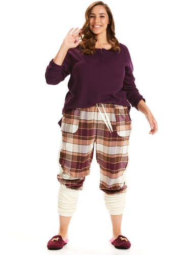 P.A. Plus Chocolate Check Flannelette Legwarmer Pj Pant