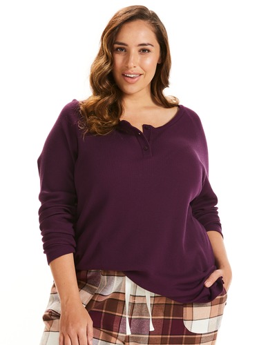 P.A. Plus Plum Waffle Man Style Henley