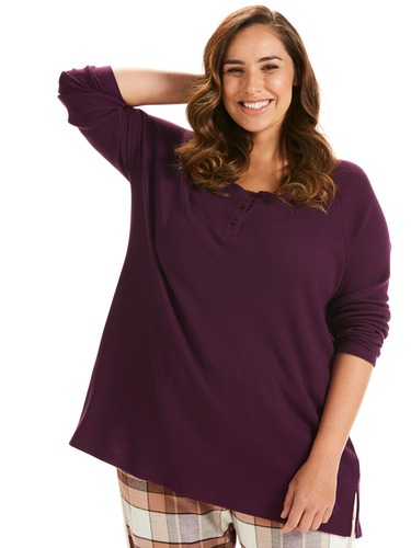 P.A. Plus Plum Waffle Man Style Henley