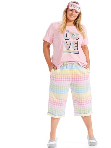 P.A. Plus Rainbow Gingham 3/4 Pj Pant