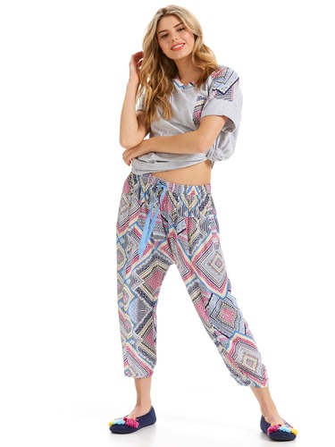 Aztec Tile Drop Crotch 3/4 Pj Pant
