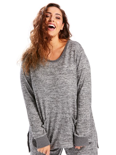 P.A. Plus Charcoal Fuzzy Top