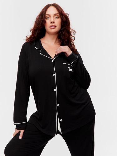 P.A. Plus Black Bamboo Long Pj Set                                                                                              