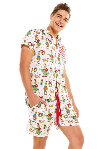 mens christmas pajamas shorts set