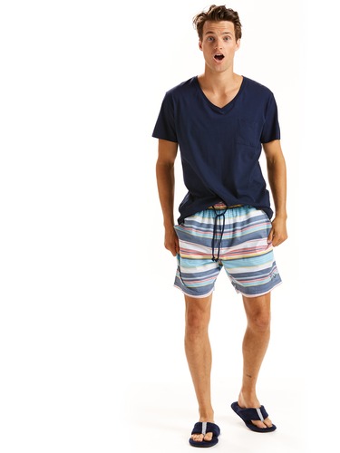 Mens Boat Stripe Mid Short