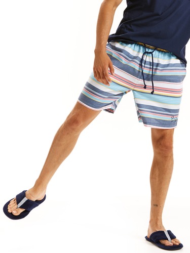 Mens Boat Stripe Mid Short