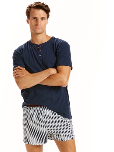 Mens Navy Geo Spot Boxer Short