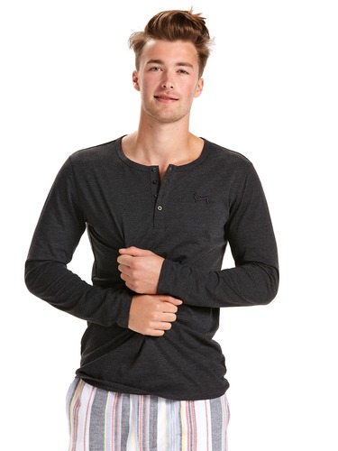 Mens Super Soft Charcoal Henley
