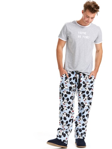 Mens Mickey Face Flannelette Pj Pant