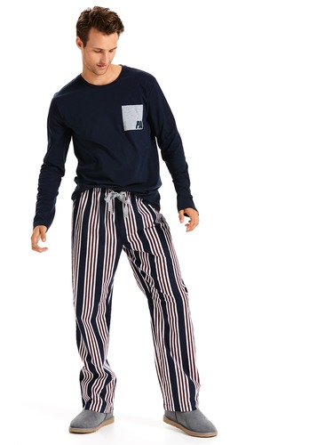 Mens Triple Stripe Flannelette Pj Pant