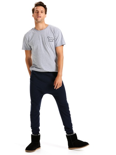 Mens Navy Waffle Long John