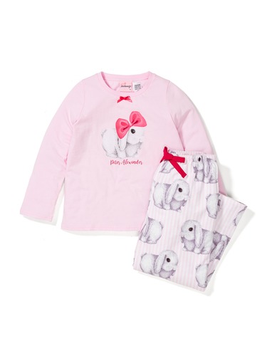 Jnr Girl Stripe Bunny Pj Set