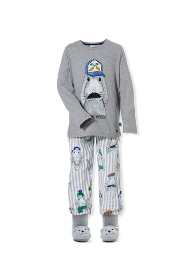 Jnr Boys Stripe Bunny Pj Set