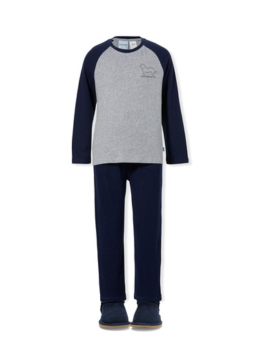 Boys Navy Fuzzy Pj Set