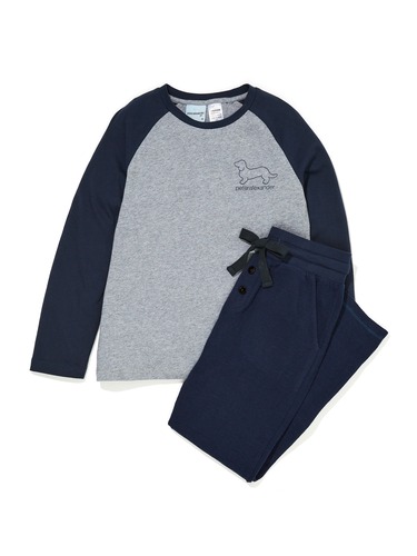 Boys Navy Fuzzy Pj Set