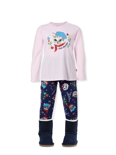Jnr Girls French Cat Pj Set