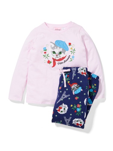 Jnr Girls French Cat Pj Set