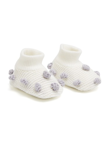 Baby Grey Pom Pom Booties