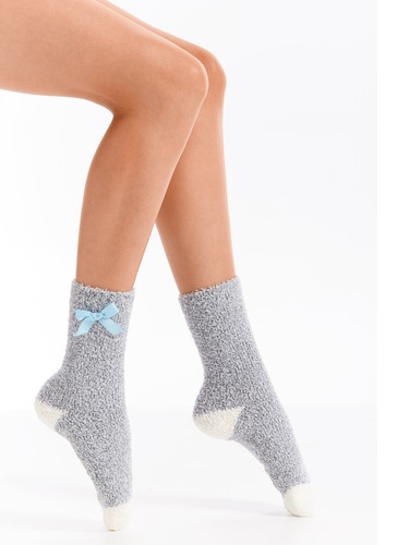Bow Twisted Yarn Sock