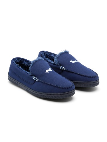 Blue Microsuede Moccasin